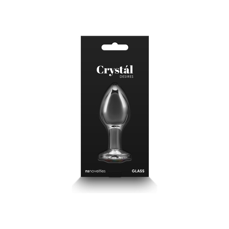 Анальна пробка з кристалом NS Novelties Crystal Desires, скляна, прозора, M