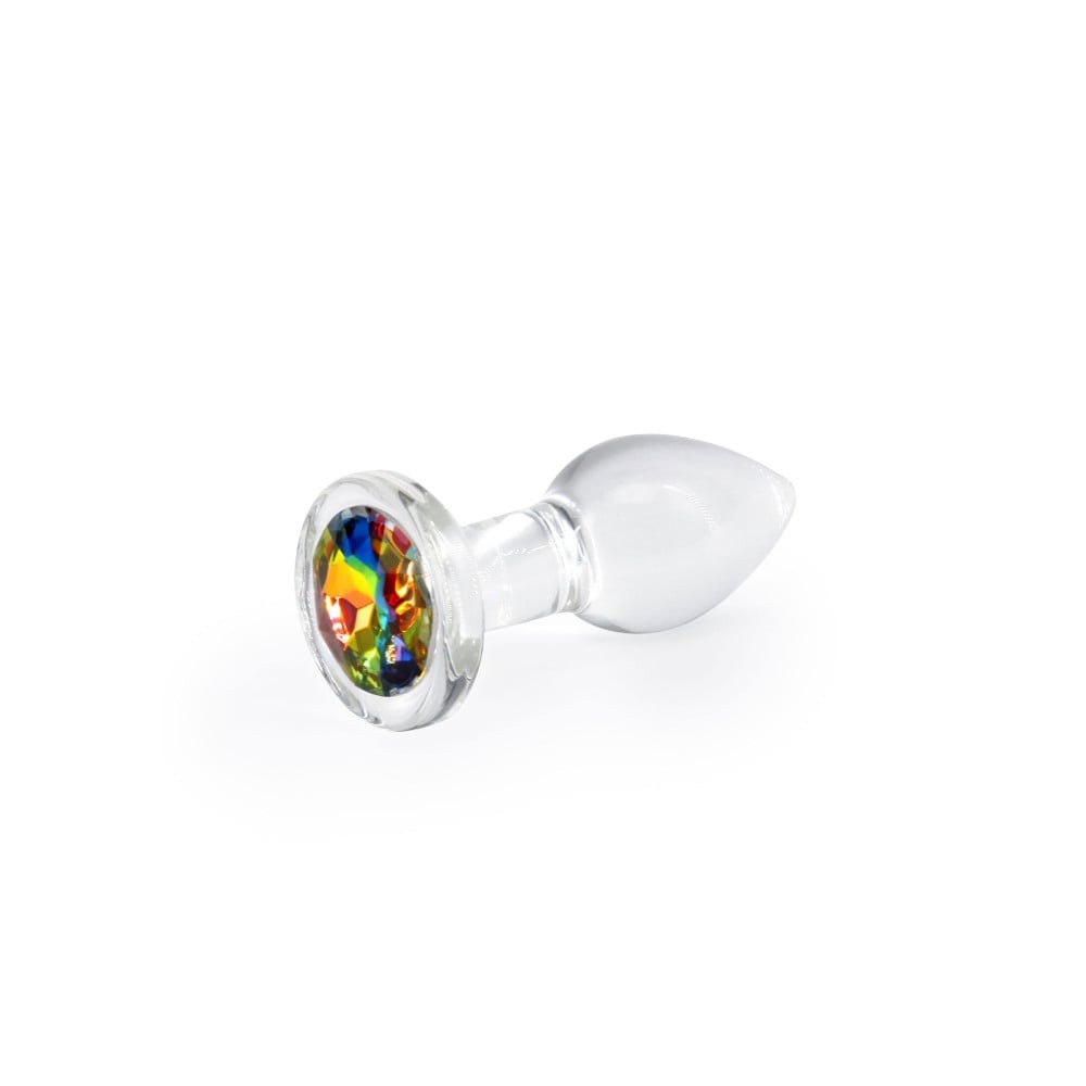 Анальна скляна пробка з кристалом NS Novelties Crystal Desires Rainbow Gem прозорий, Mini