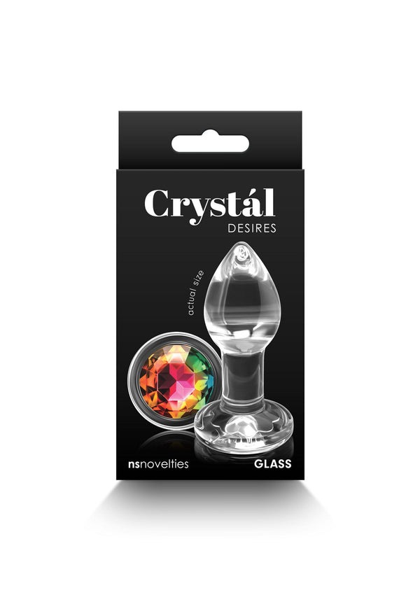 Анальна скляна пробка з кристалом NS Novelties Crystal Desires Rainbow Gem прозорий, Mini