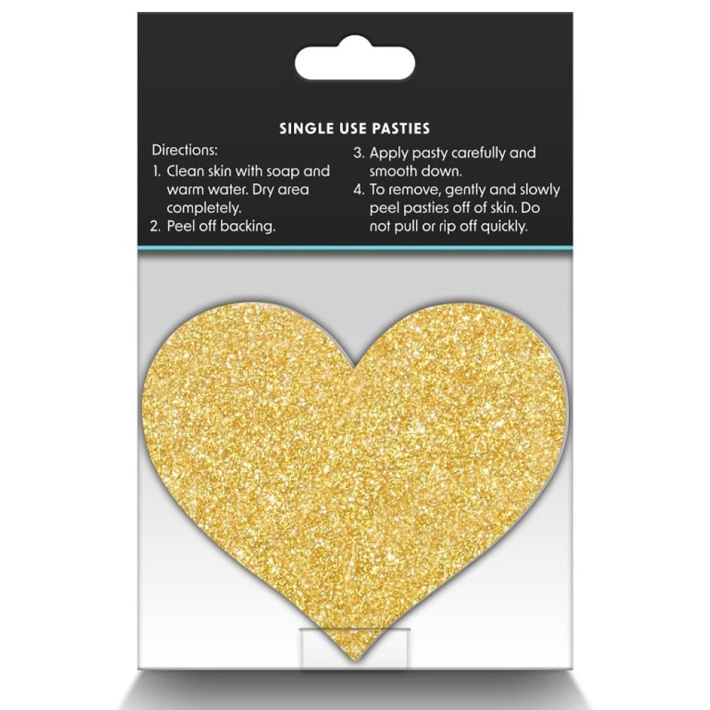 Набір з 2 пар пестисів у формі серця NS Novelties Pretty Pasties Glitter Hearts, чорний/золотий