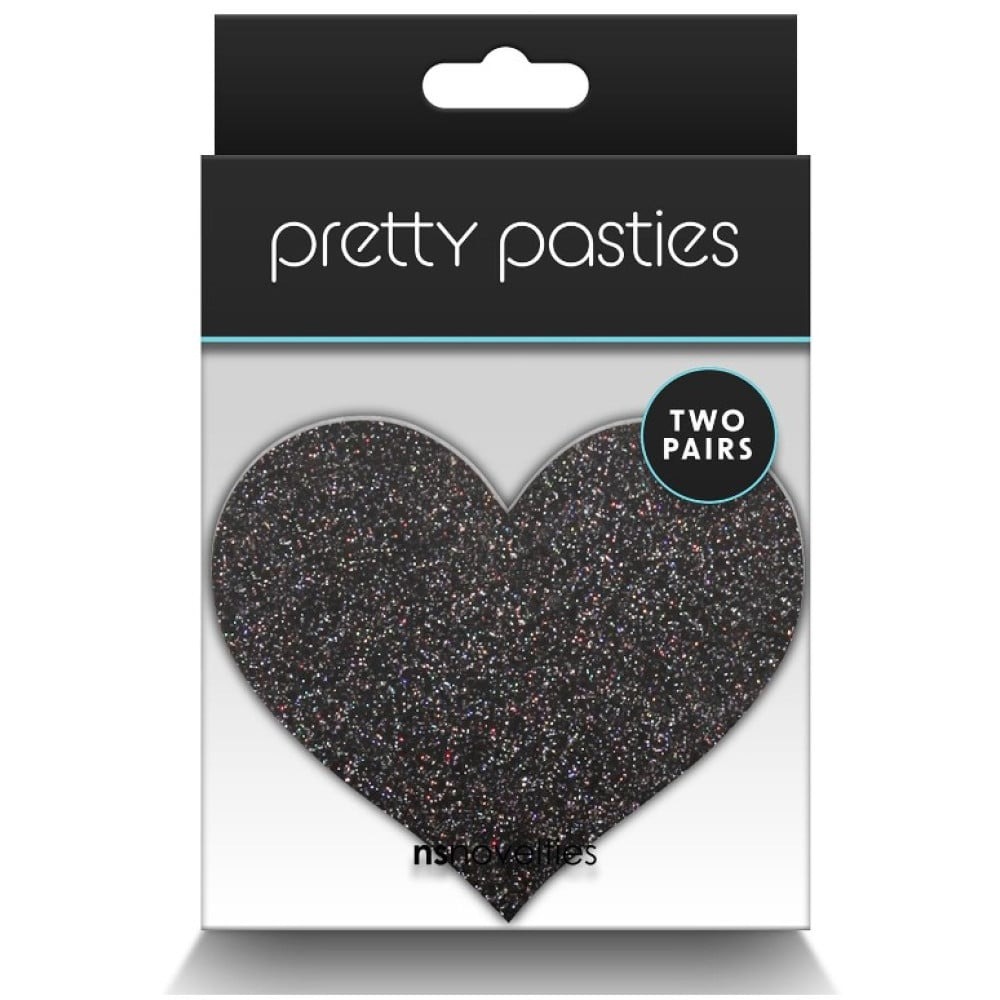 Набір з 2 пар пестисів у формі серця NS Novelties Pretty Pasties Glitter Hearts, чорний/золотий