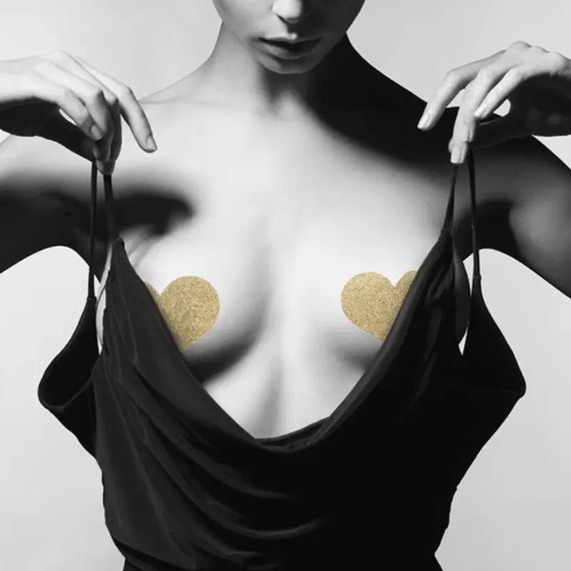 Набір з 2 пар пестисів у формі серця NS Novelties Pretty Pasties Glitter Hearts, чорний/золотий
