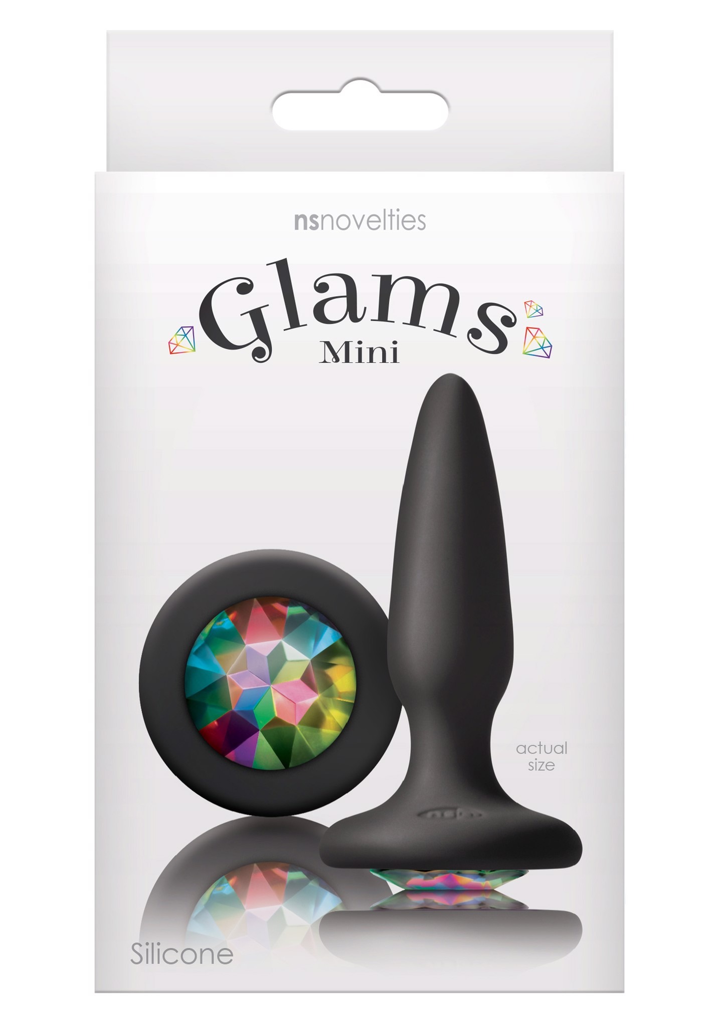 Анальная пробка с разноцветным кристаллом NS Novelties Glams, черный, Mini