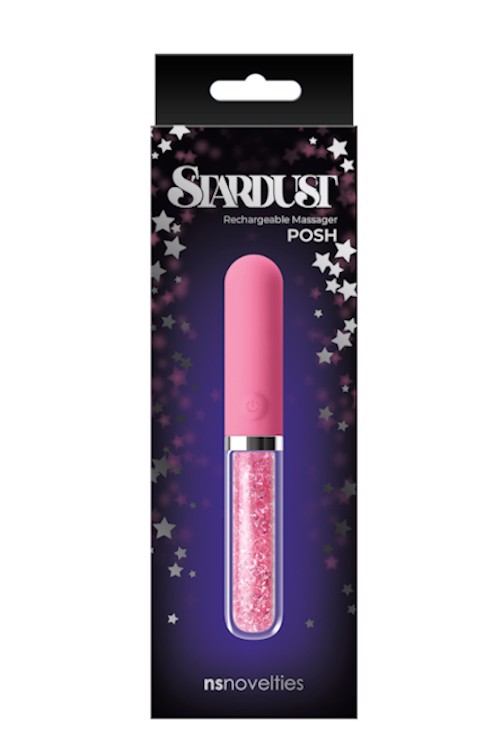 Віброкуля скло-силікон NS Novelties STARDUST Posh всередині кристали, рожевий