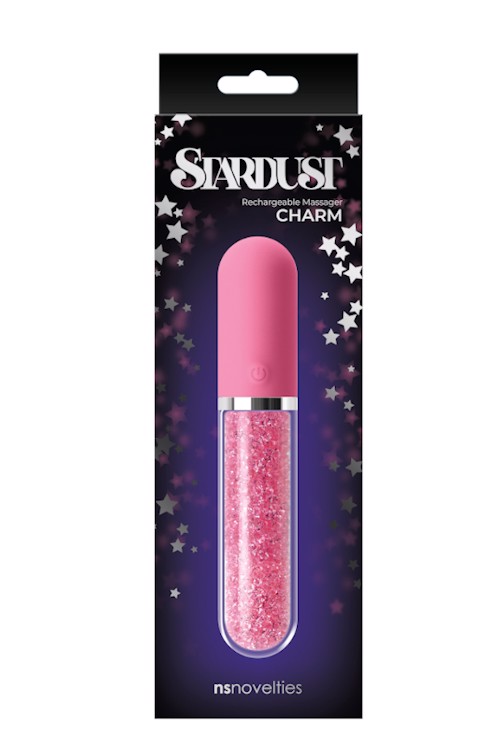 Скляний вібратор із кристалами NS Novelties Stardust Charm рожевий