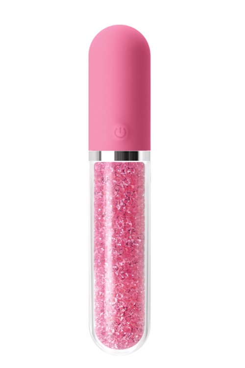 Скляний вібратор із кристалами NS Novelties Stardust Charm рожевий