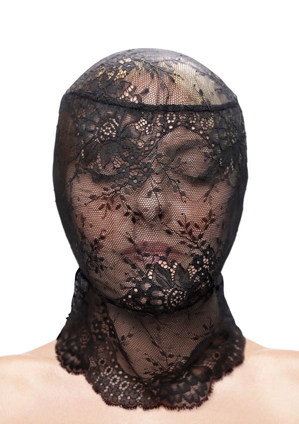 Капюшон-маска на все обличчя мереживний NS Novelties Fetish & Fashion Lace Hood чорний