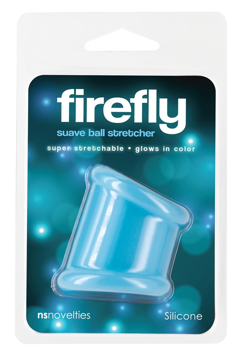 Ерекційна насадка на пеніс NS Novelties Firefly, що світиться в темряві, блакитна