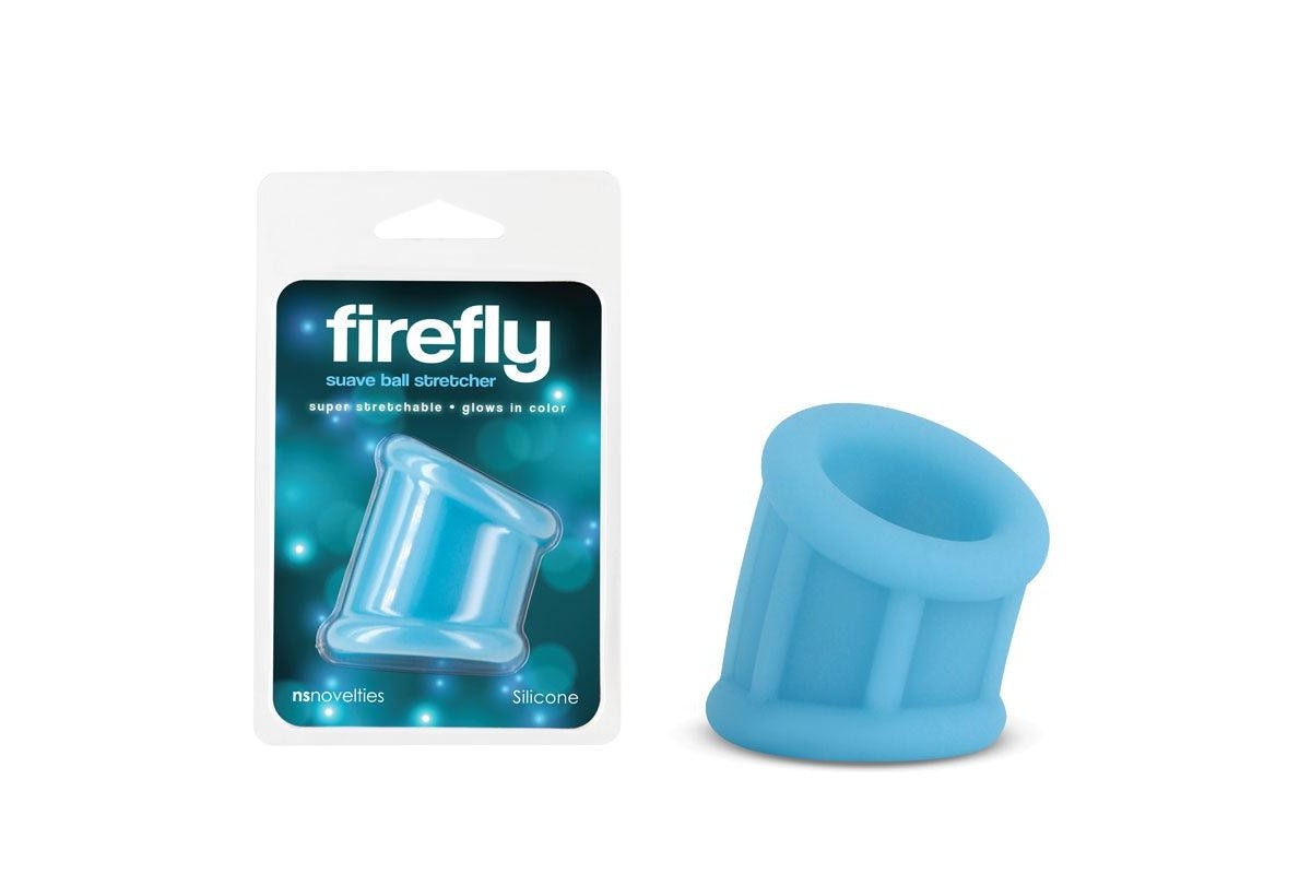 Ерекційна насадка на пеніс NS Novelties Firefly, що світиться в темряві, блакитна