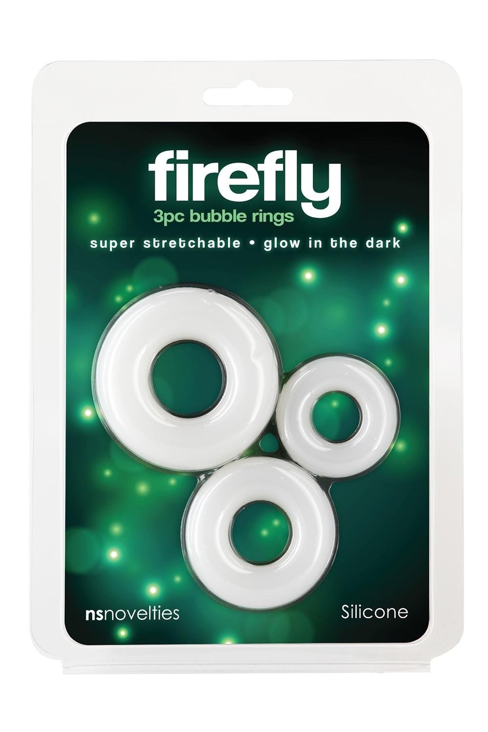 Набір з 3-х ерекційних білих кілець NS Novelties Firefly, що світяться в темряві
