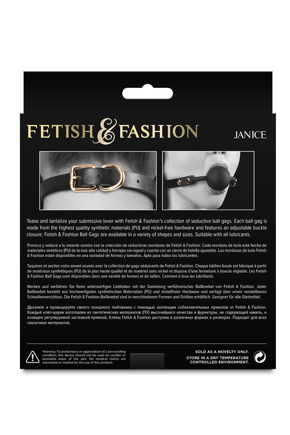 Кляп з кулькою NS Novelties FETISH & FASHION Janice на регульованому ремінці, чорний