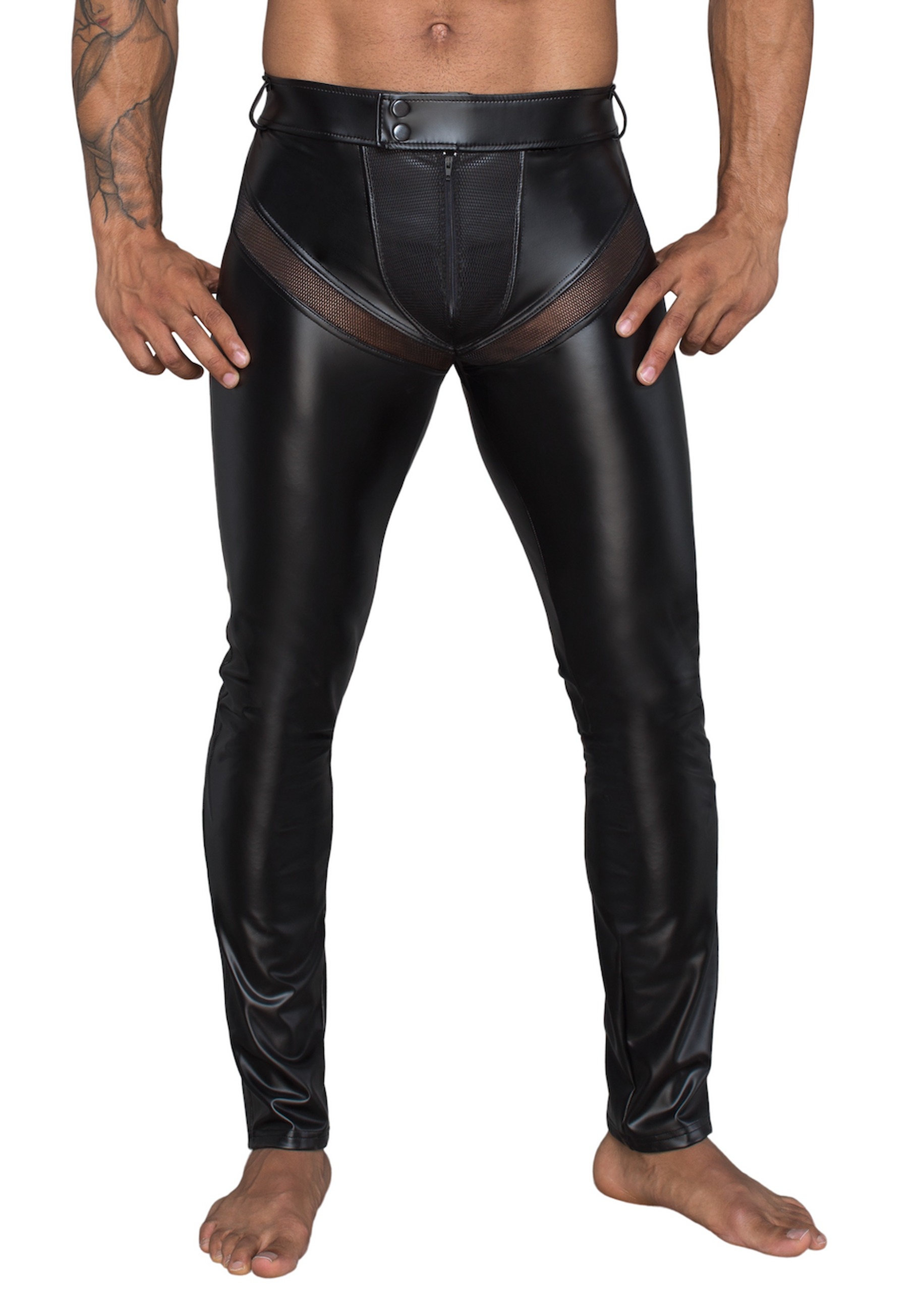Брюки мужские, винил H059 Noir Handmade, черный, XL