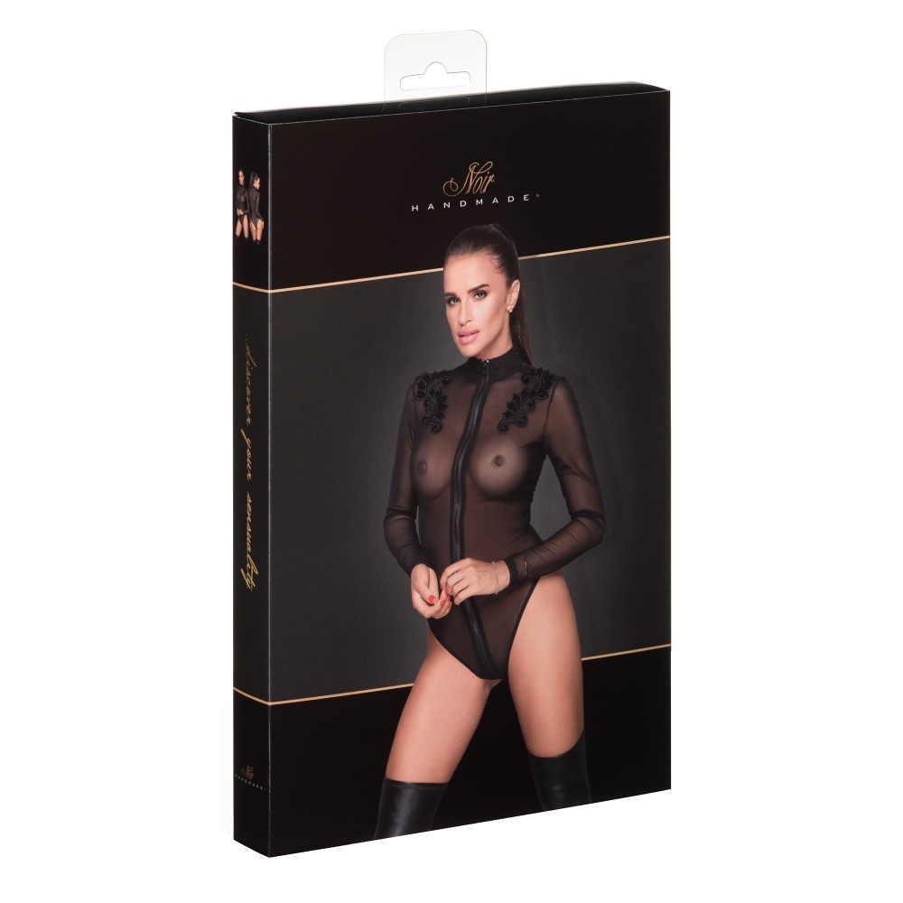Боди гипюр F221 Noir Handmade XL