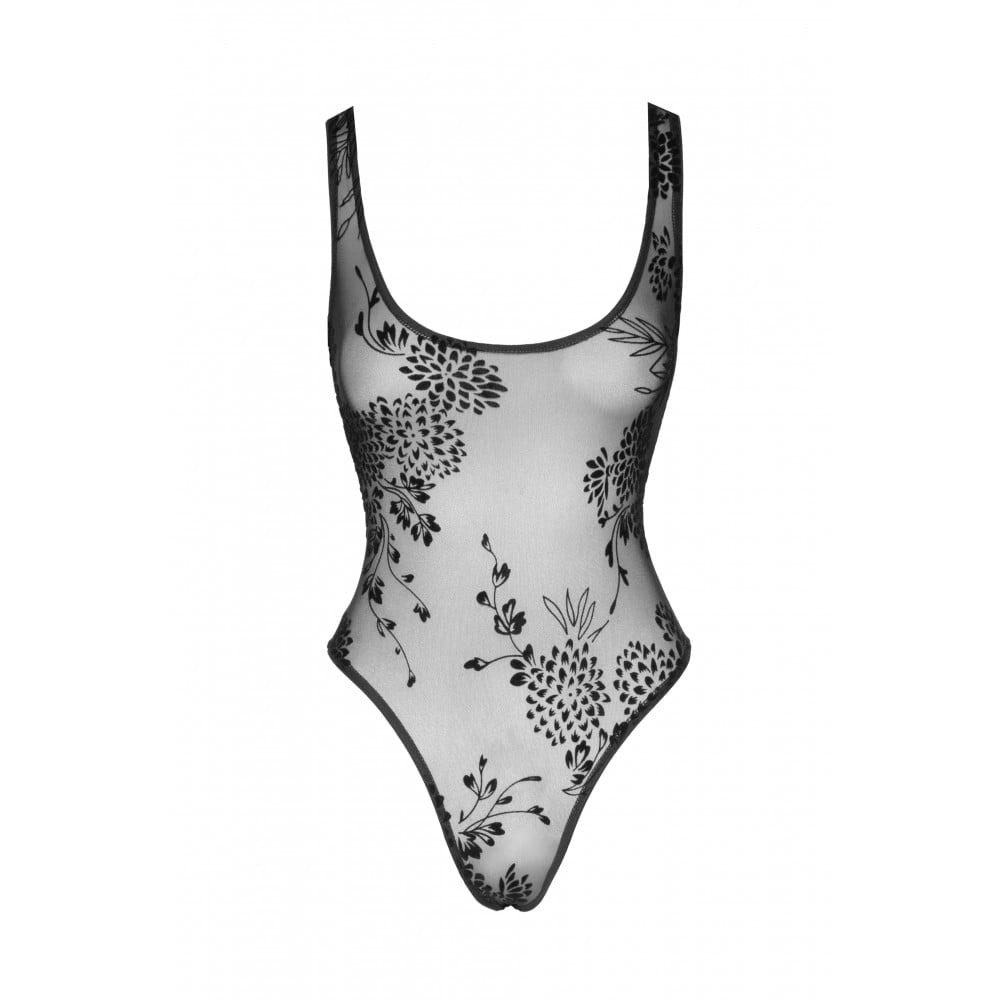 Боді з візерунками M F242 Noir Handmade, напівпрозоре, чорне