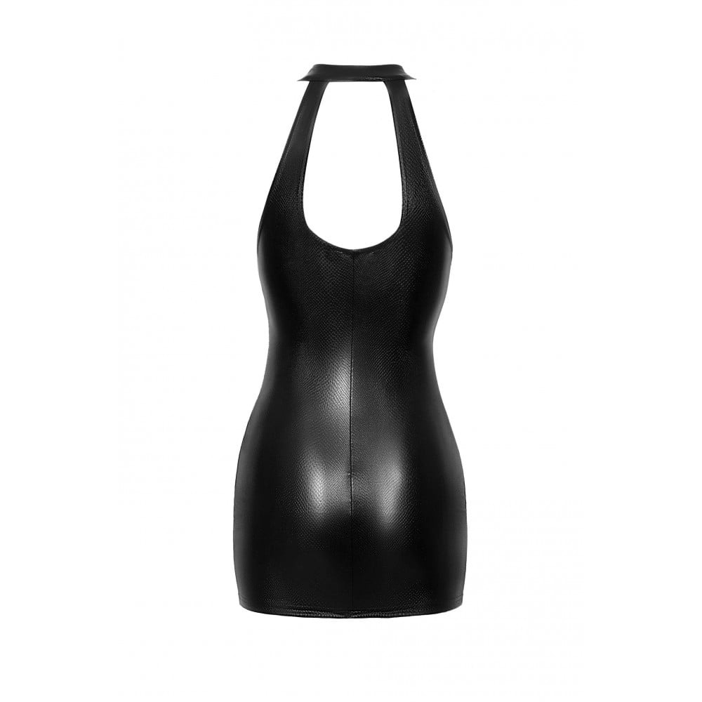 Соблазнительное виниловое мини-платье XL F278 Noir Handmade, с молнией, черное