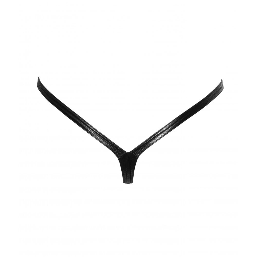 Сексуальные виниловые стринги со змеиным тиснением L P009 Noir Handmade, черные