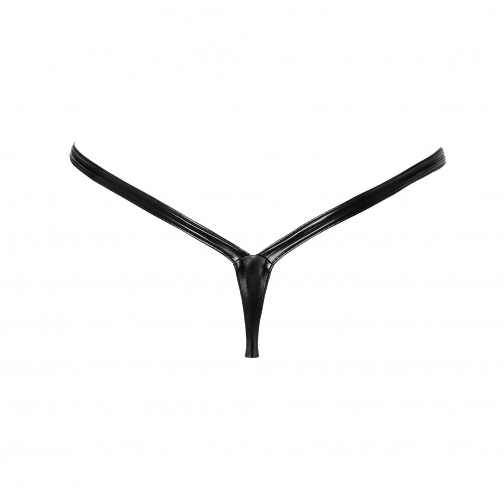 Еротичні вінілові стрінги P010 Noir Handmade, чорні XL