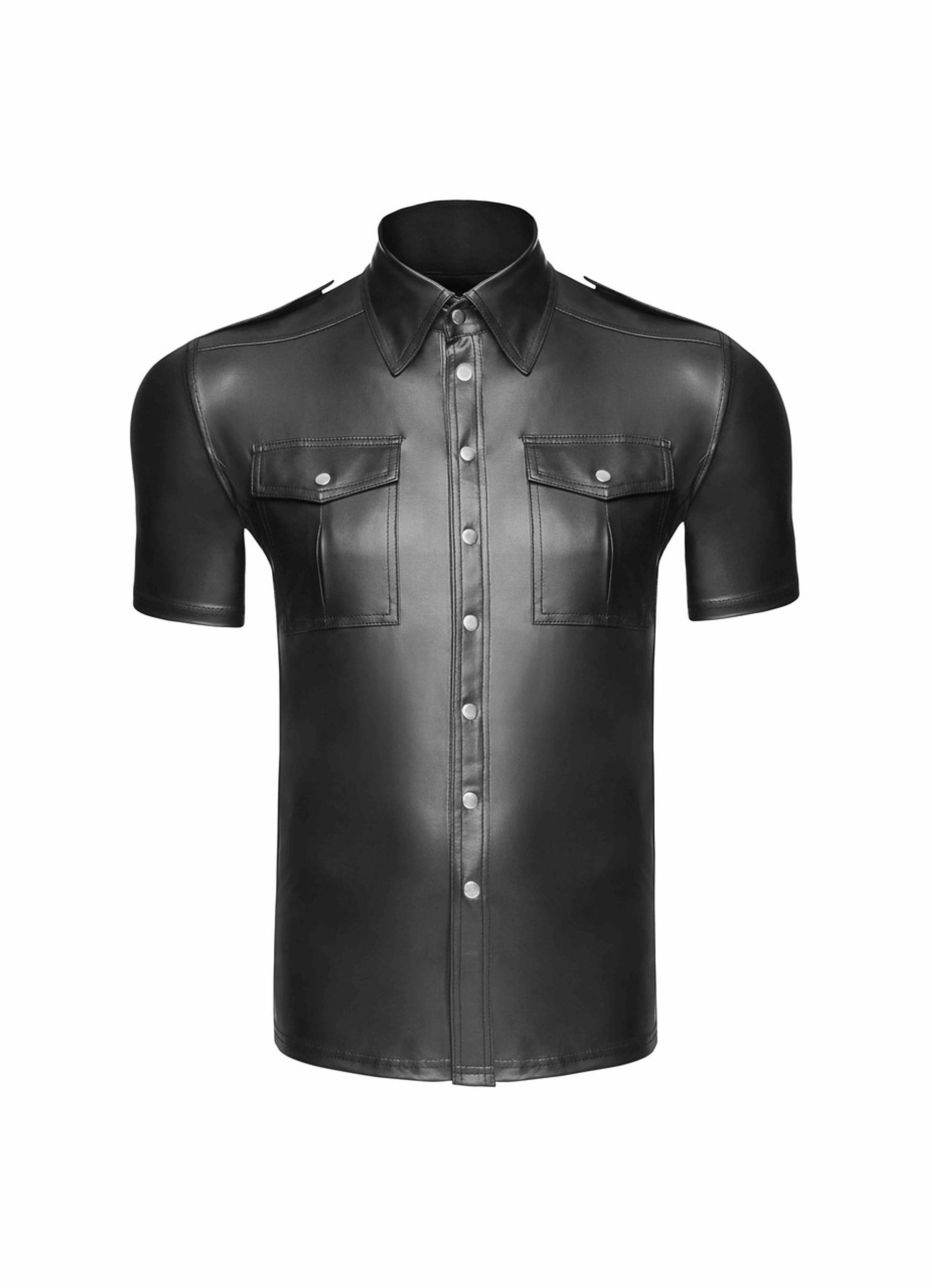 Рубашка мужская на заклепках Noir Handmade H011 виниловая черная, S