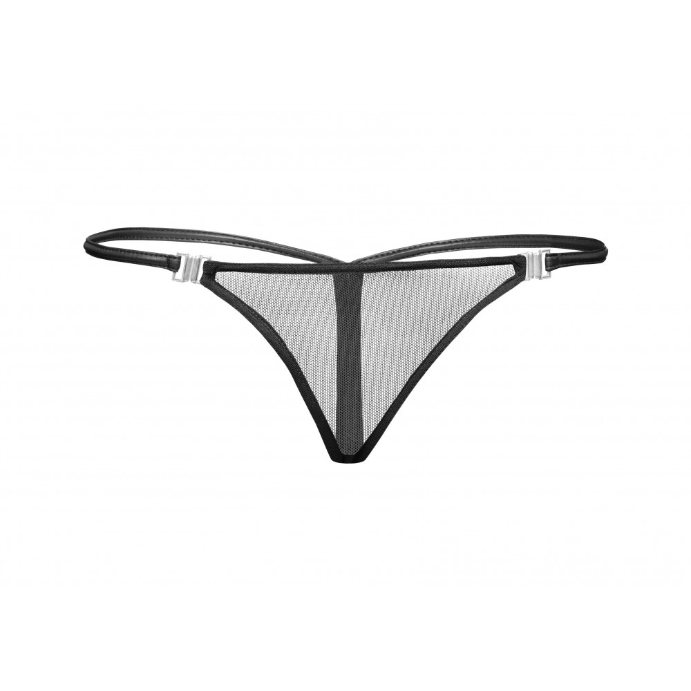 Трусики сітка стрінги з застібками F119 Noir Handmade S