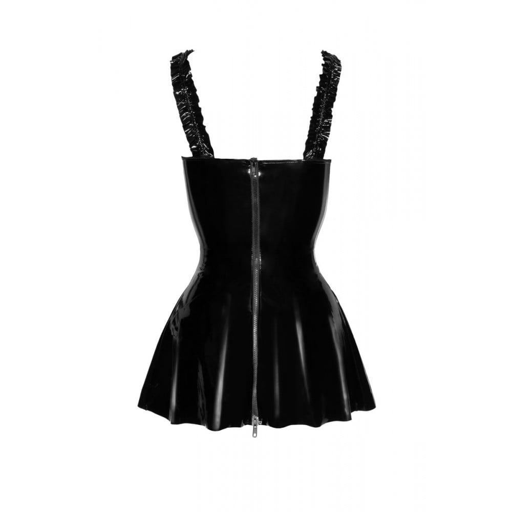 Сукня з вінілу на блискавці Noir Handmade F248 з бретелями-рюшами, чорна, L