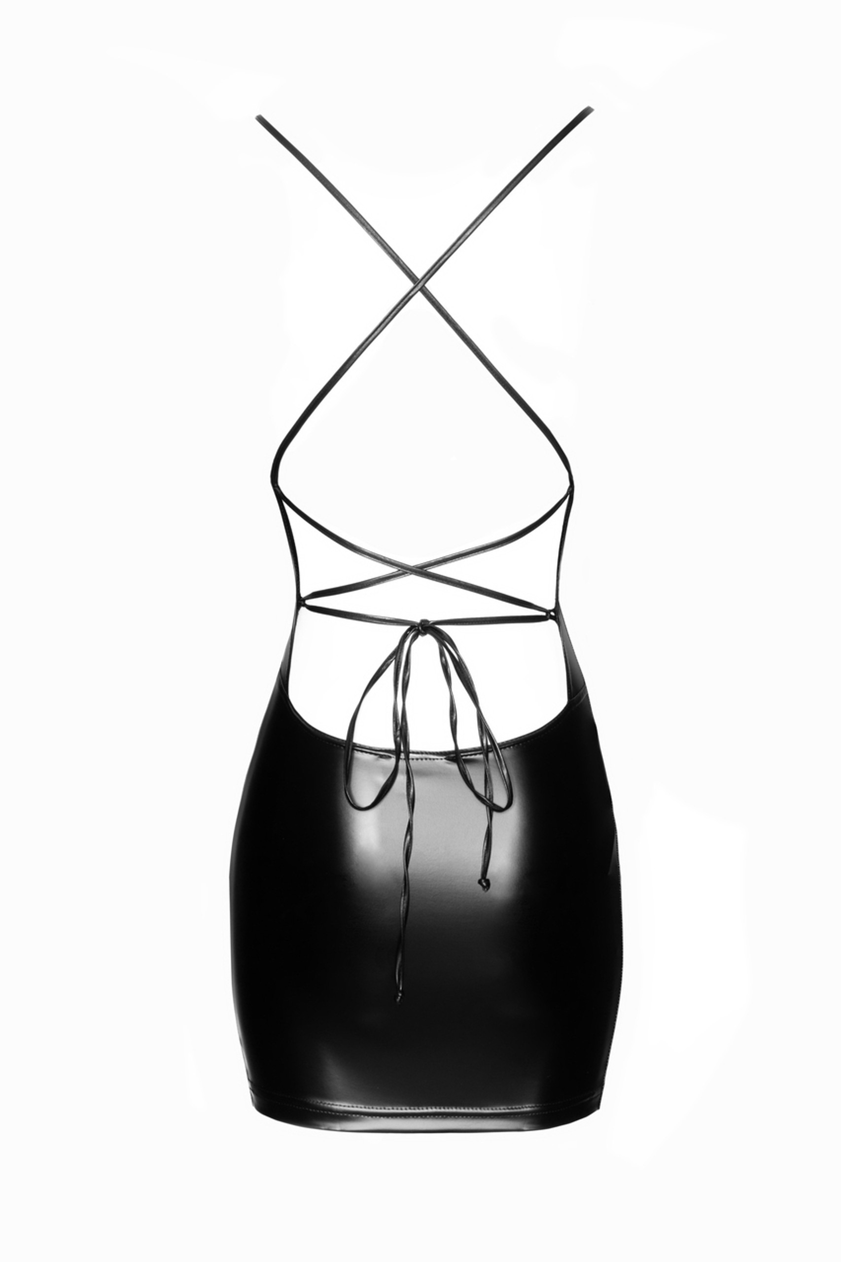 Сукня з відкритою спиною та глибоким декольте вінілове Noir Handmade F252 чорна, L