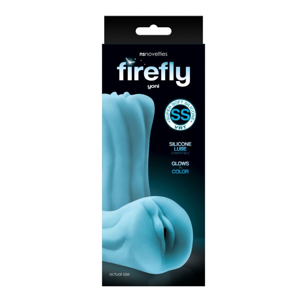 Мастурбатор реалістичний у вигляді вагіни NS Novelties Firefly Yoni світиться в темряві, блакитний