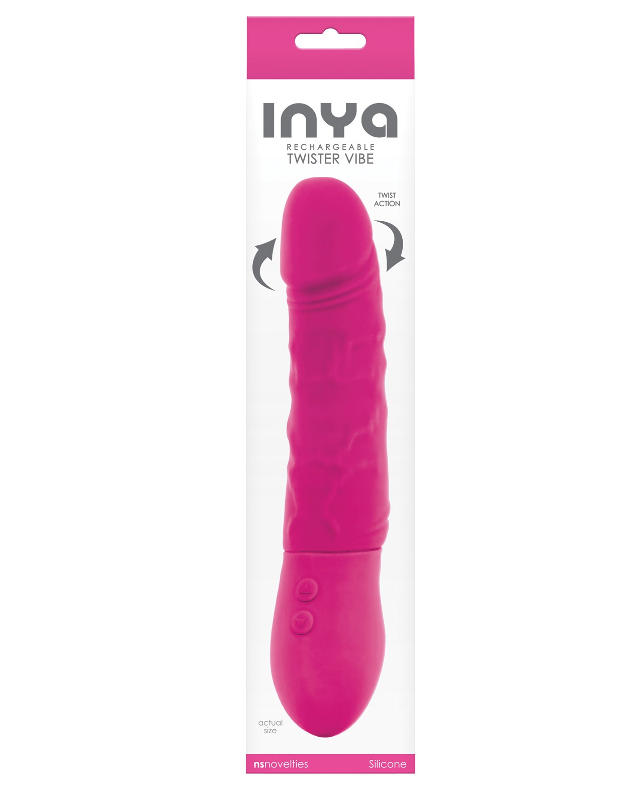 Вібратор Realistic Vibrating Silicone Dildo Rechargeable 7 Speeds Inya Twister 9 In. Pink