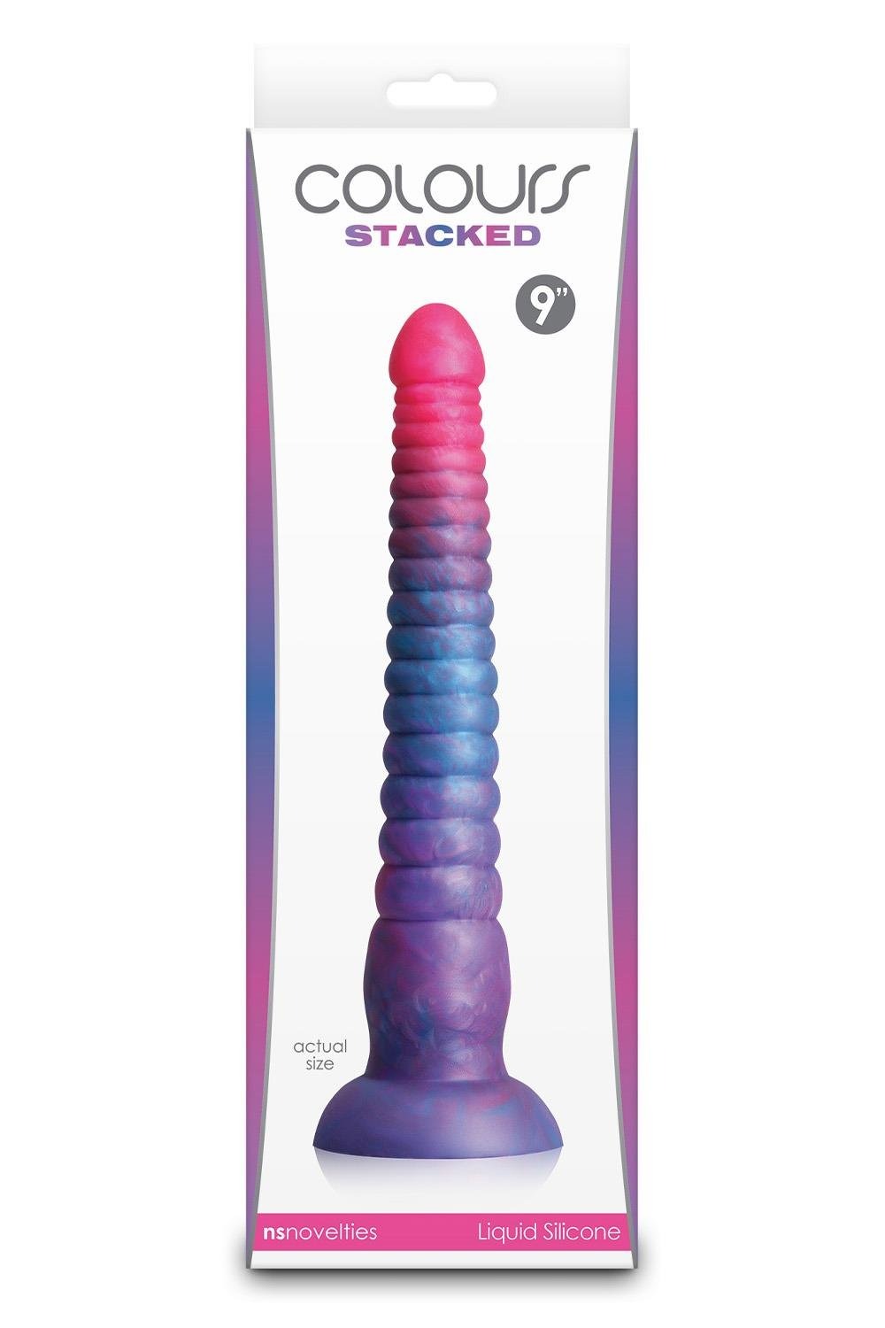 Фалоімітатор NS Novelties Colours Stacked рідкий силікон, рожево-синій, 23 см