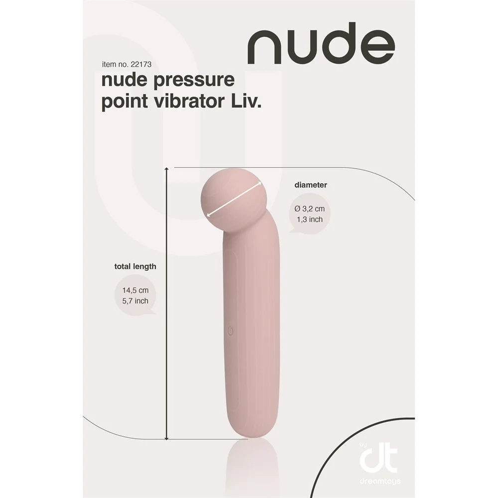 Точечный вибратор NUDE LIV в тревел-формате, розово-бежевый
