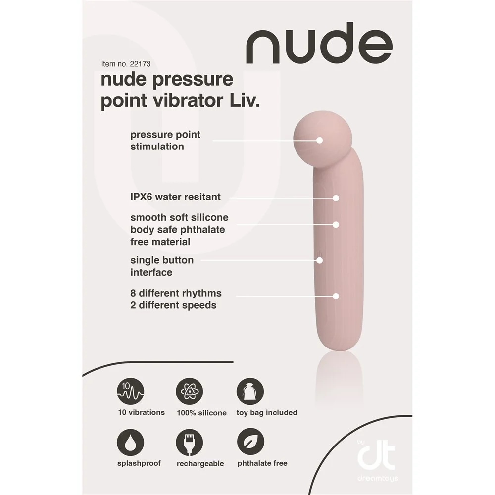 Точечный вибратор NUDE LIV в тревел-формате, розово-бежевый