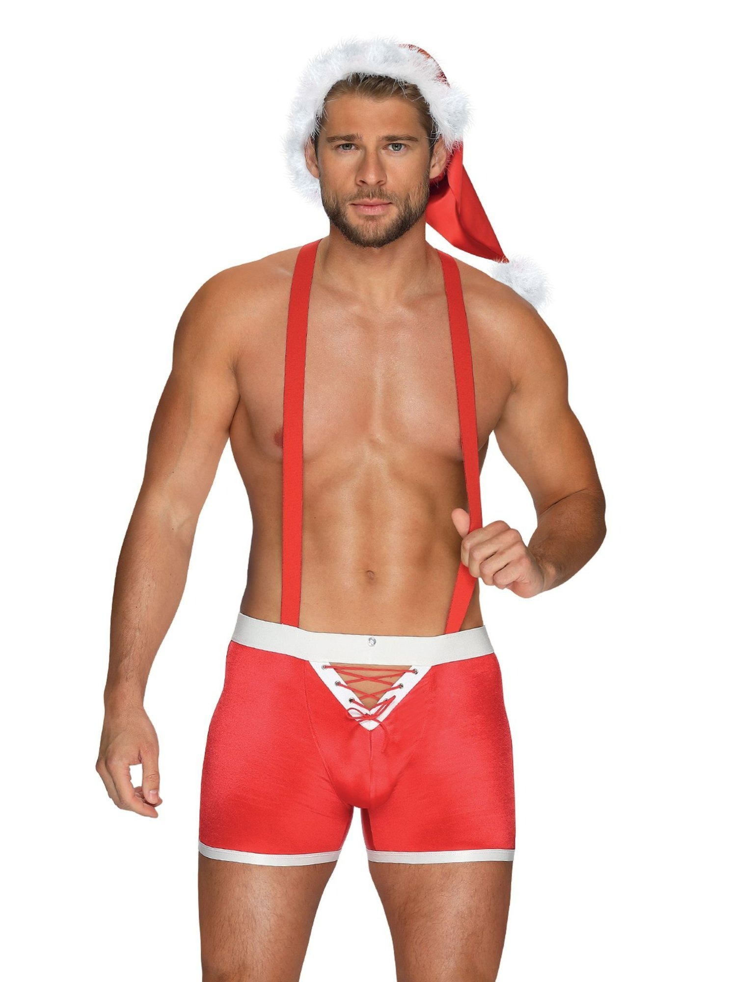 Новогодний костюм мистера Санта Клауса Obsessive Mr. Claus красно-белый, S\M