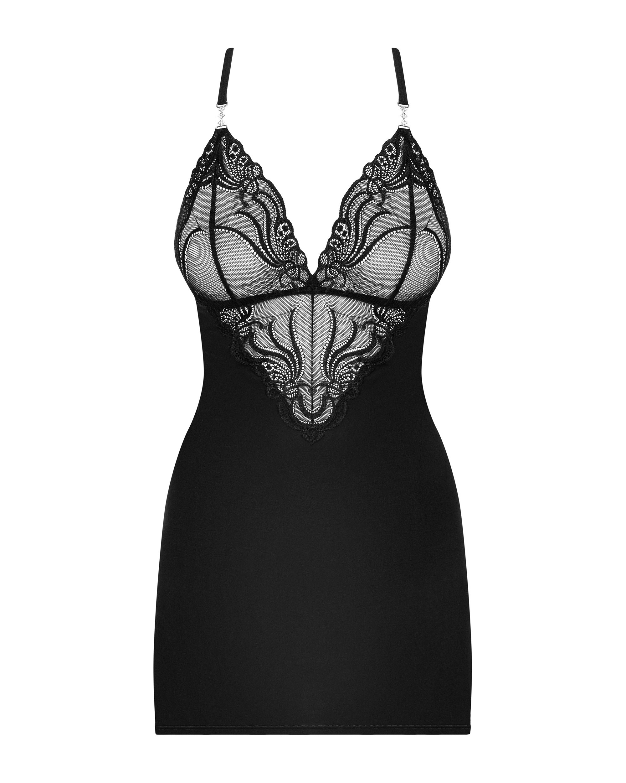 Сорочка та стрінги Obsessive 828-CHE-1 чорні, S/M
