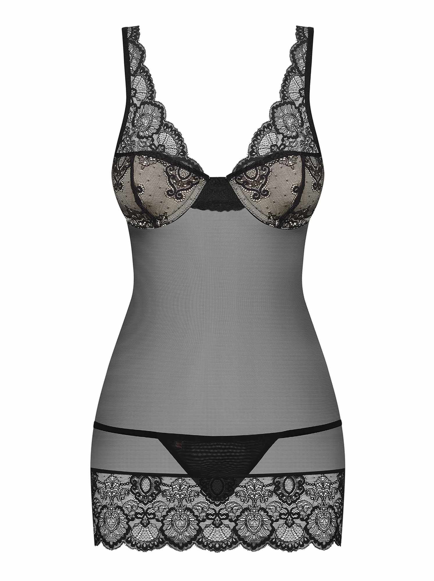Сорочка еротична з мереживом Obsessive Сhemise 853-CHE-1 біла, L/XL