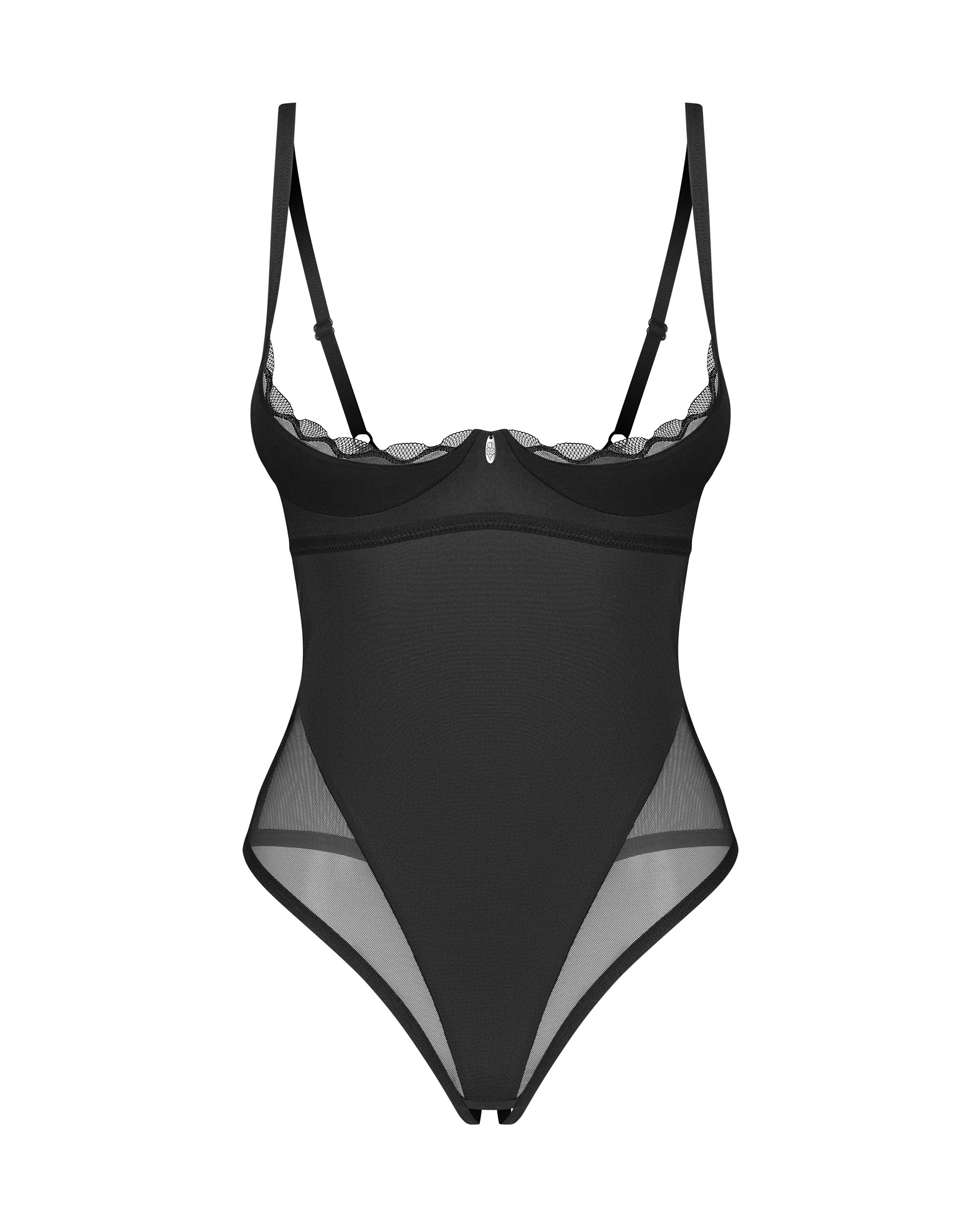 Боди с открытым бюстом и доступом Obsessive Stelisa черный, S/M