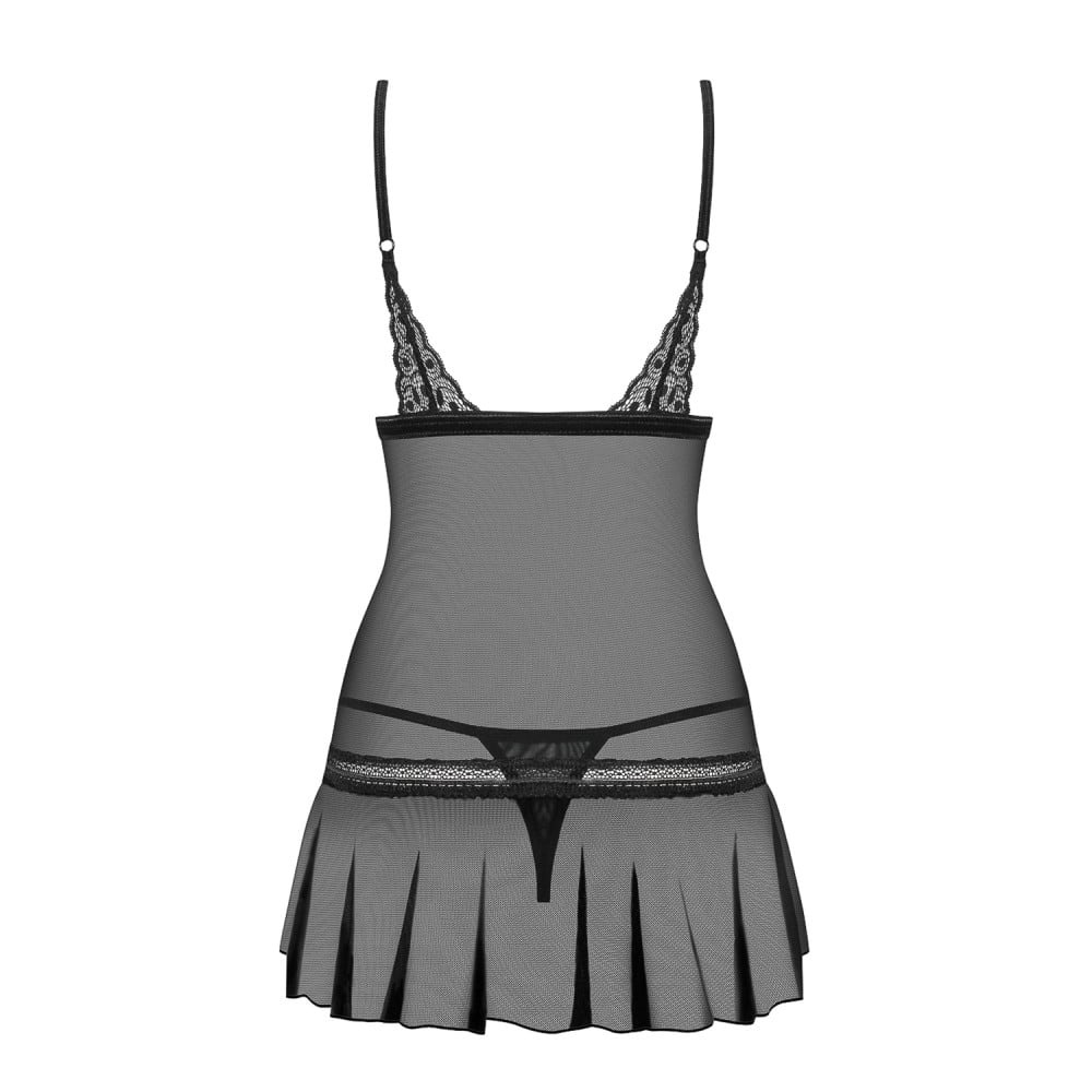 Сорочка еротична напівпрозора Obsessive Shibu Chemise чорна, L/XL