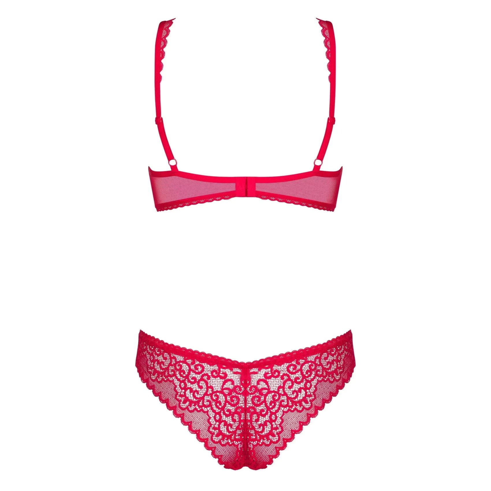 Комплект из двух частей из нежной сетки Obsessive ROUGEBELLE красный, L/XL