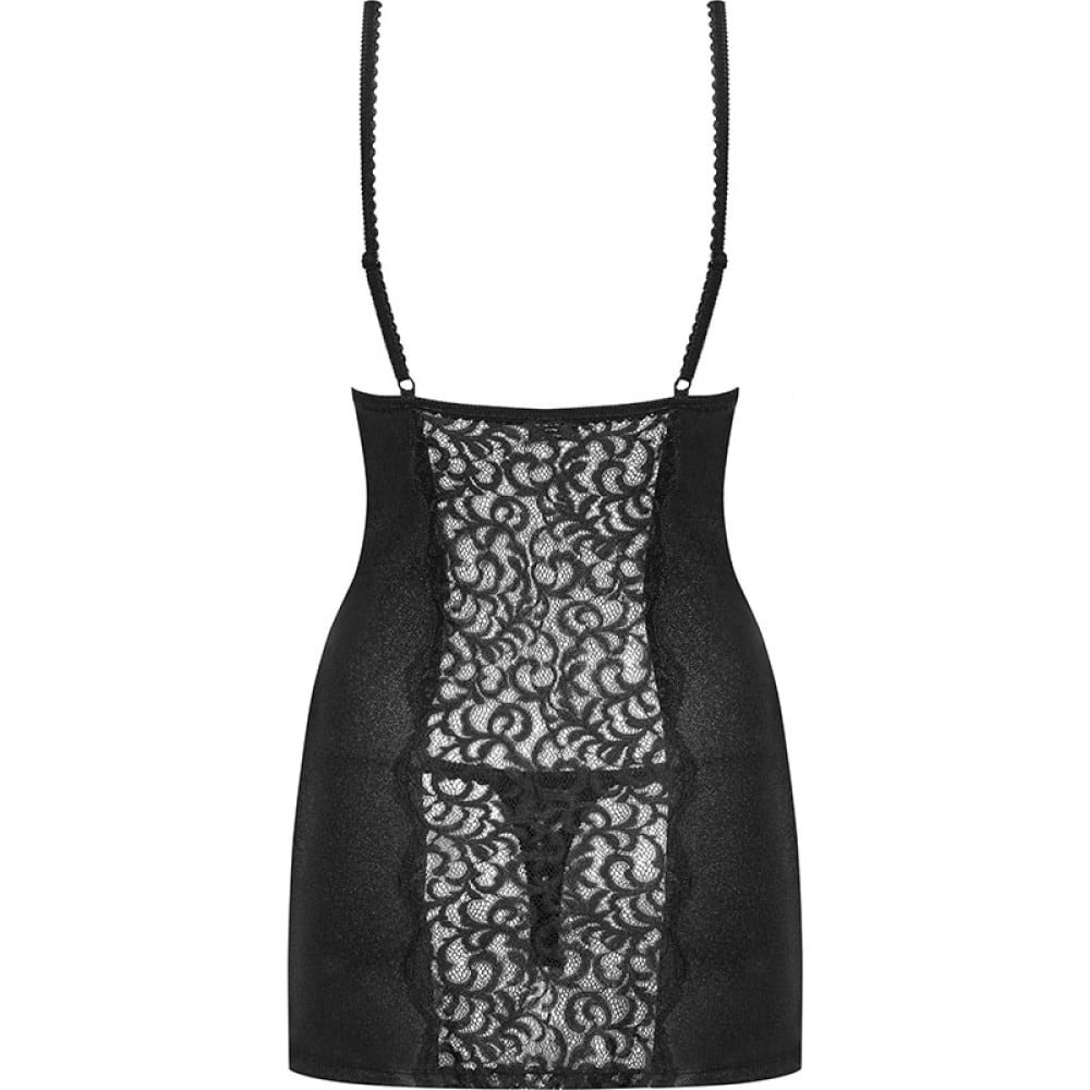 Еротична сорочка з візерунком Obsessive Laluna Сhemise чорна, L/XL
