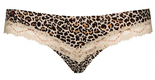 Трусики з леопардовим принтом Obsessive JUNGIRL THONG та мереживною вставкою, L/XL