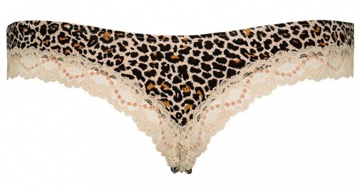 Трусики з леопардовим принтом Obsessive JUNGIRL THONG та мереживною вставкою, L/XL