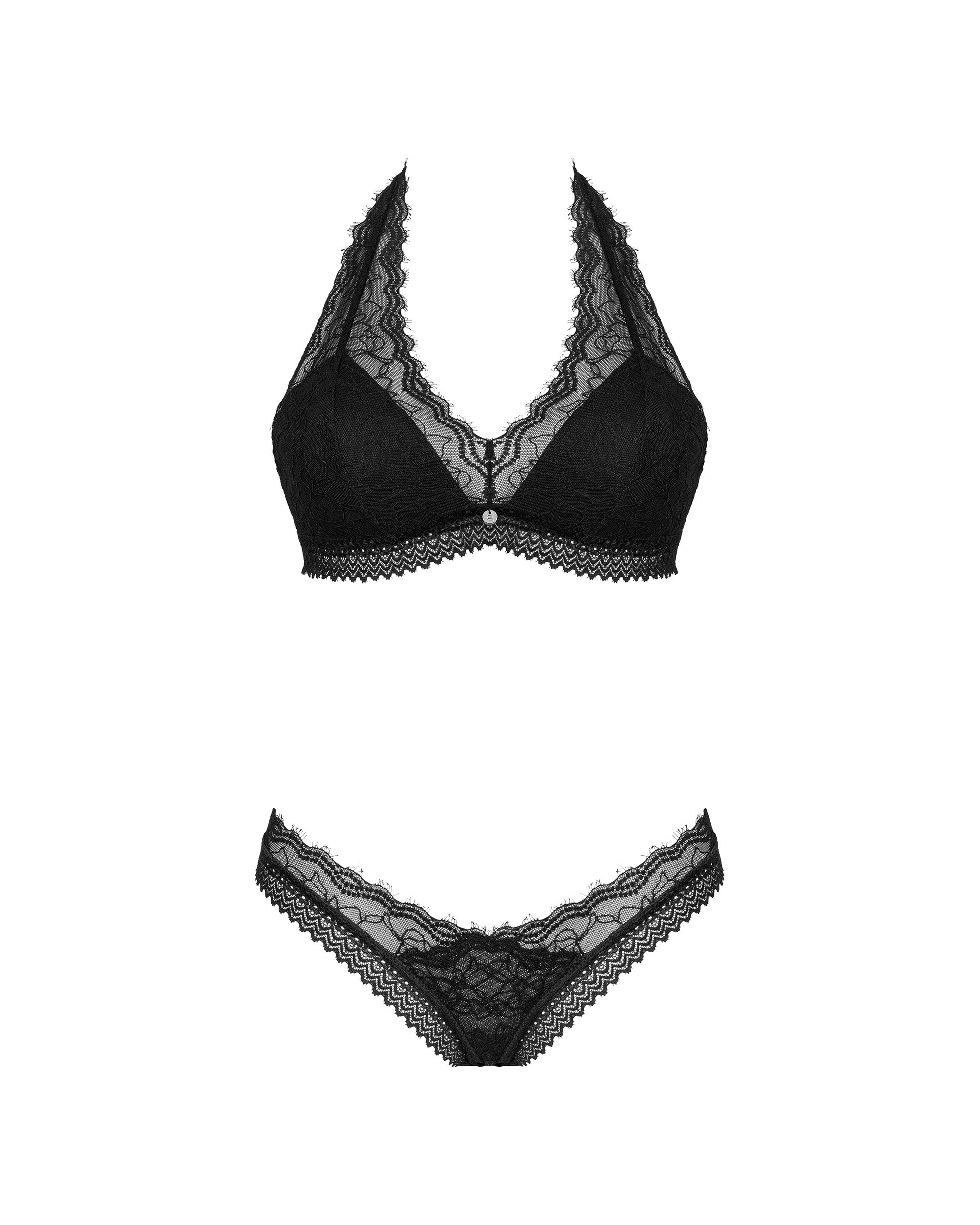 Комплект нижньої білизни Obsessive Medilla з мереживом, чорний, XS-S