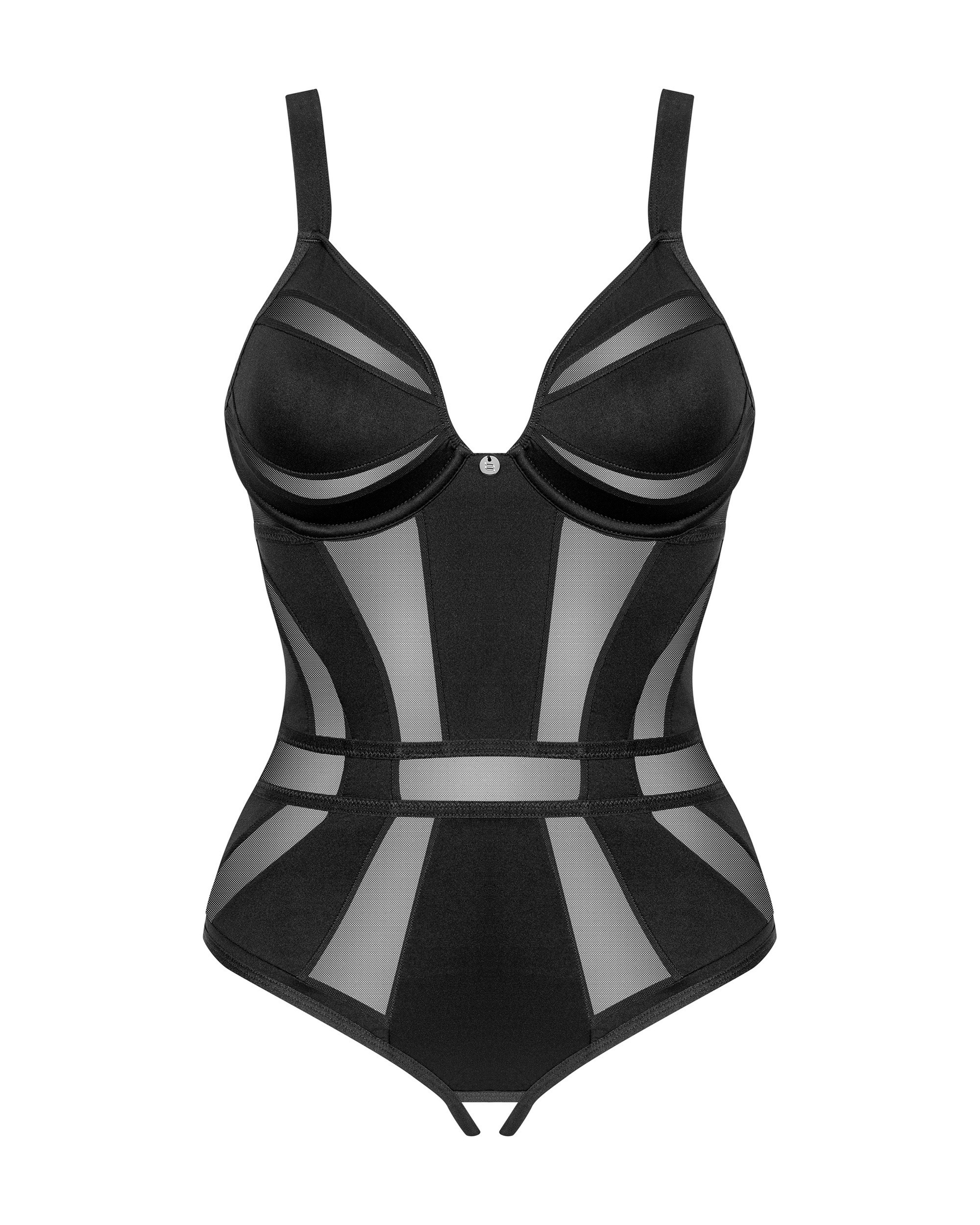 Боді з геометричним дизайном та відкритим доступом Obsessive Chic Amoria чорний, XS/S