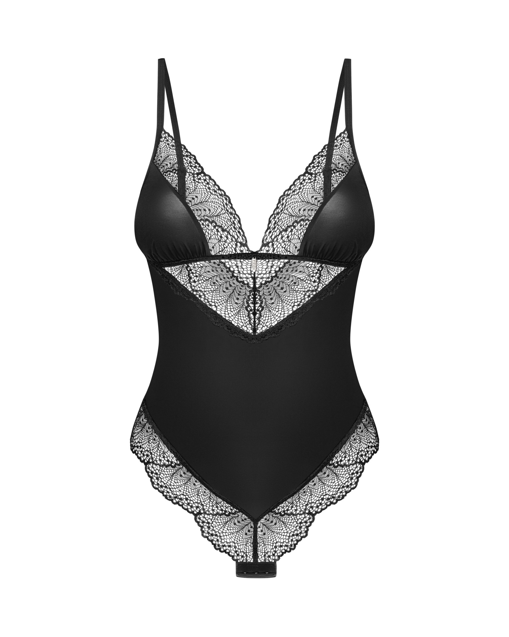 Боди Obsessive Lobellis кружевное, черное, XS-S