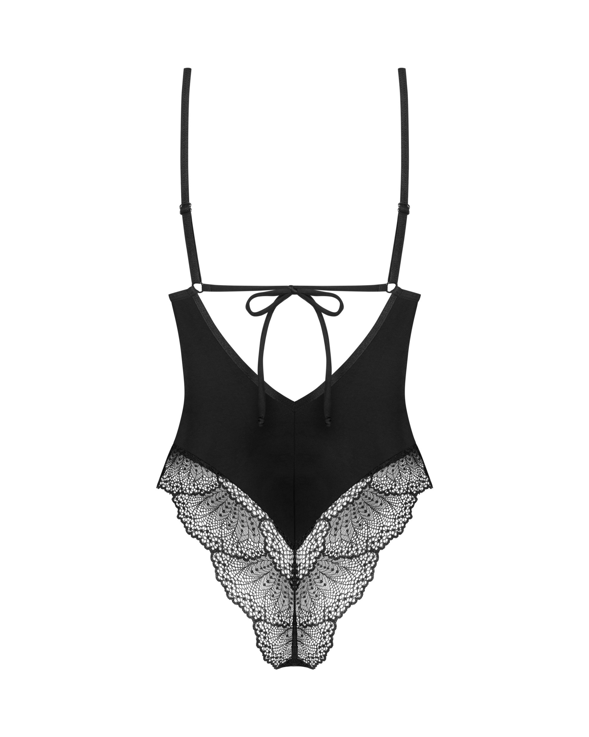 Боди Obsessive Lobellis кружевное, черное, XS-S