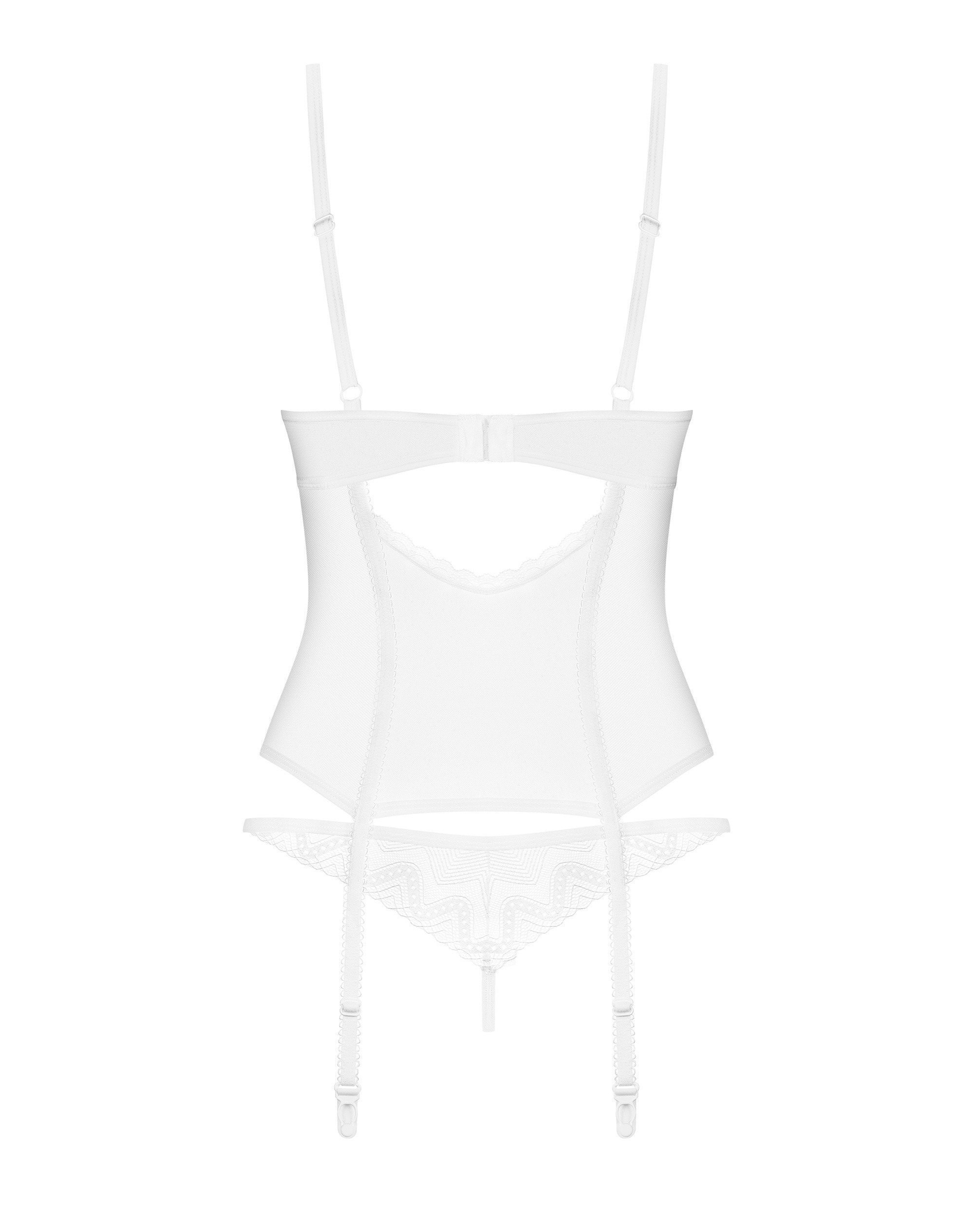 Прозрачный корсет и стринги Obsessive Alissium corset & thong белые, XS/S