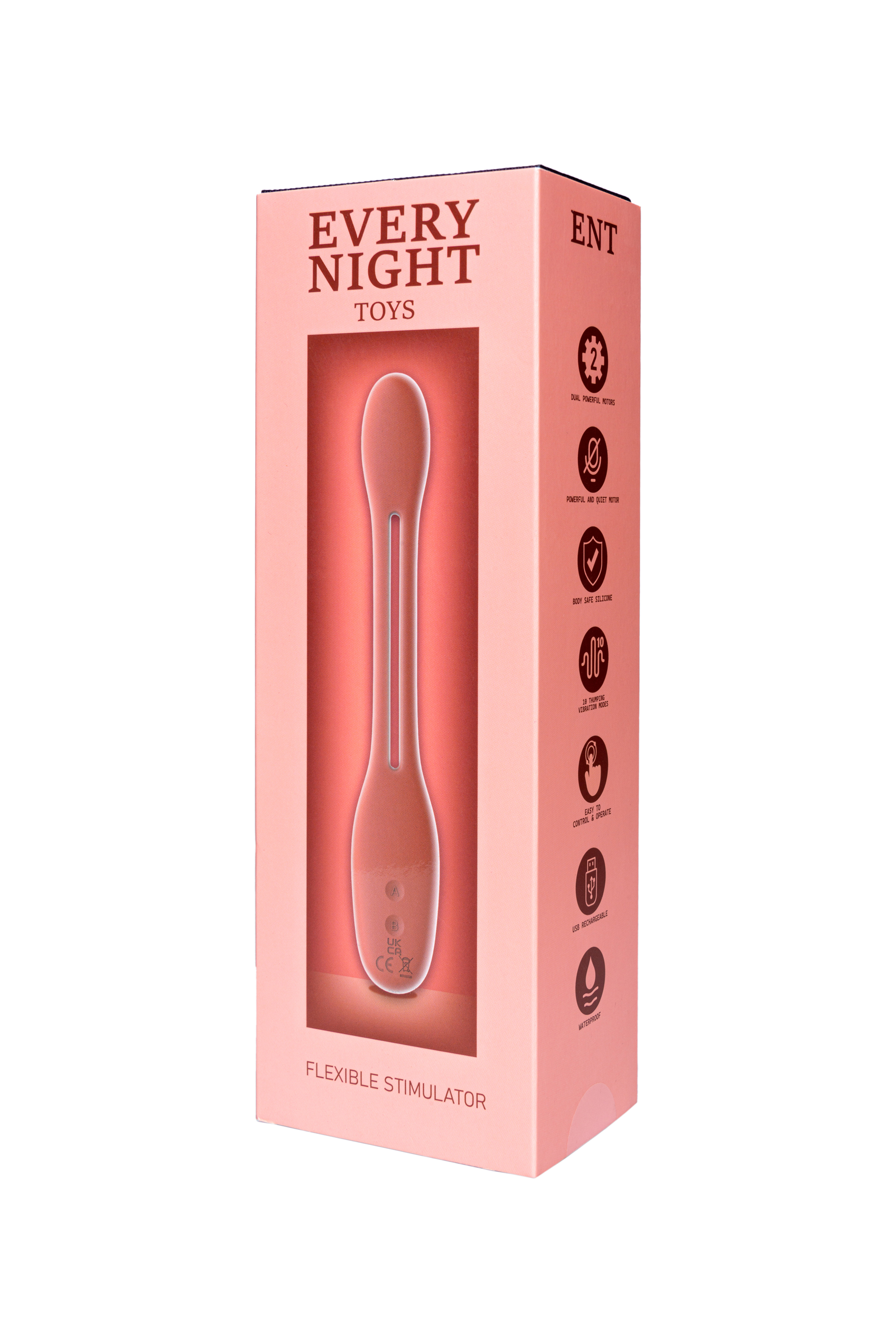 Гнучкий вібратор для пар Every Night Toys Flexible з двома моторчиками, червоний