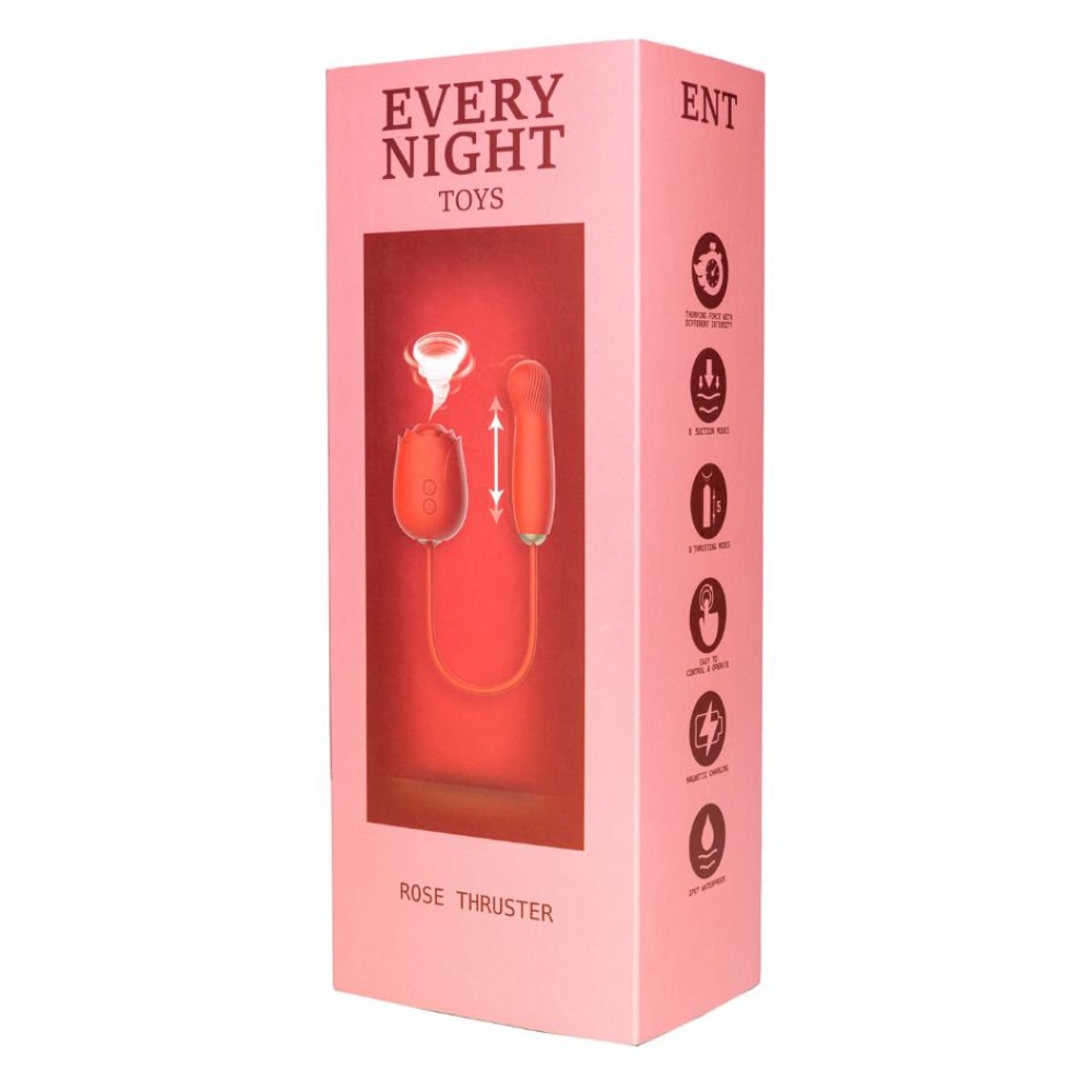 Вакуумний стимулятор у вигляді троянди Every Night Toys з пульсацією, червоний