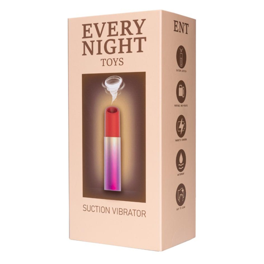 Вакуумний стимулятор клітора у формі помади Every Night Toys з 7 режимами всмоктування
