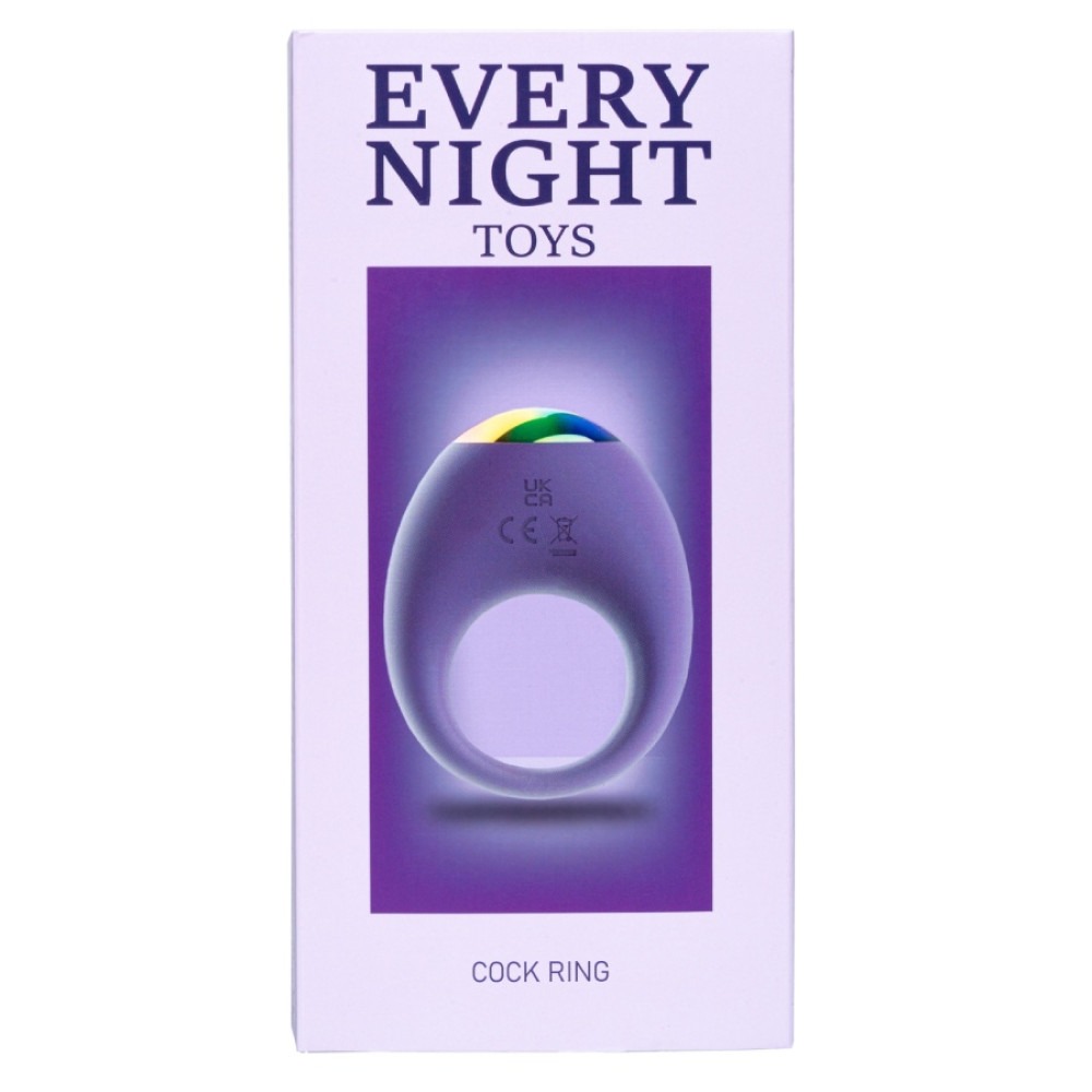 Вибрационное эрекционное кольцо Every Night Toys со светодиодом и 7 режимами вибрации, фиолетовый