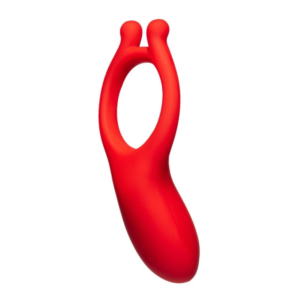 Вибрационное эрекционное кольцо Every Night Toys с отростком для стимуляции клитора, красное