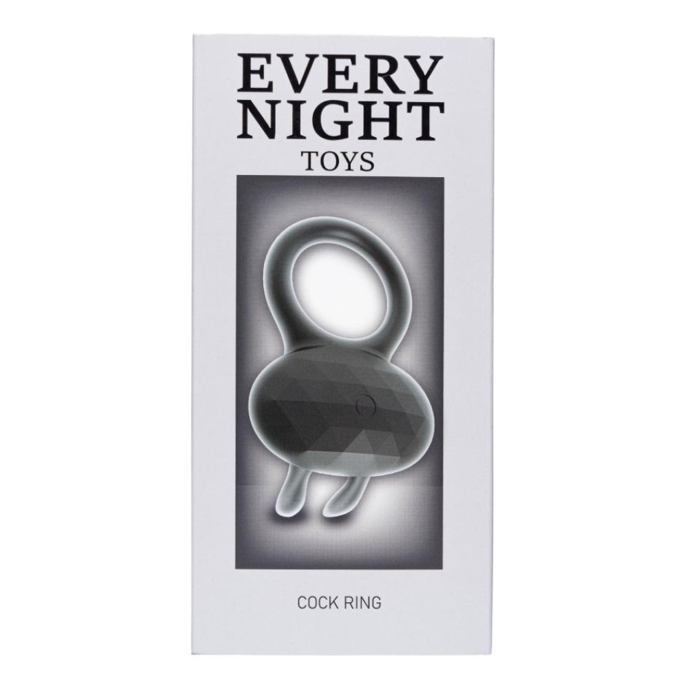 Ерекційне віброкільце Every Night Toys Diamond The Duke з вушками для клітора, чорне